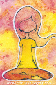 Meditation - mixed media artist trading card by Ursula Markgraf, read the story about slowing down  <a href="https://ursulamarkgraf.com/sunday-whispers-15-ways-to-slow-down-your-life" target="_top
">HERE</a>